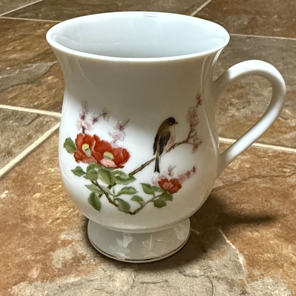 Vintage Takakashi Porcelain Coffee Mug/Tea Cup Floral and Birds